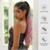 Hedvábný clip in WRAP AROUND PONYTAIL - tmavá s růžovými konci