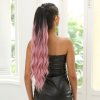 Hedvábný clip in WRAP AROUND PONYTAIL - tmavá s růžovými konci