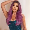 Dlouhá fialová vlnitá paruka Mia s tmavými kořínky