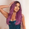 Dlouhá fialová vlnitá paruka Mia s tmavými kořínky
