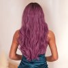 Dlouhá fialová vlnitá paruka Mia s tmavými kořínky
