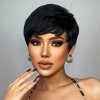 Krátká černá paruka Eclipse s asymetrickým střihem