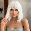 Sněhově bílá mikádo paruka Verona s ofinou a vlnami