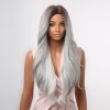 Dlouhá ledově stříbrná paruka Harmonie s tmavým přechodem