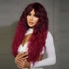 Rubínově červená dlouhá vlnitá paruka Ruby s tmavými kořínky