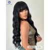 Havraní černá dlouhá paruka Kirsten s hustou ofinou a vlnitými prameny