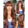 Měděně kaštanová paruka Robin s dlouhými vlnami a jemnou ofinou
