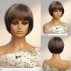 Krátká hnědá paruka z pravých a umělých vlasů Bobi s lehkým melírováním