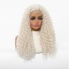 Ledově bílá kudrnatá paruka Celestine s objemem a se síťkou (lace front)