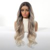 DLOUHÁ OMBRÉ BLOND VLNITÁ PARUKA SULA S TMAVÝMI KOŘÍNKY