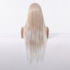 Extra dlouhá rovná platinová blond paruka Azra s bílým melírem a se síťkou (lace front)
