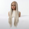 Extra dlouhá rovná platinová blond paruka Liora s tmavými melíry a se síťkou (lace front)