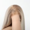 Extra dlouhá rovná platinová blond paruka Liora s tmavými melíry a se síťkou (lace front)