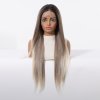 Extra dlouhá rovná popelavá blond paruka Lorelei s přirozeným ombré efektem a se síťkou (lace front)