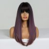 Černá paruka Vali s fialovými konečky a ofinou, LC169-2