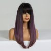 Černá paruka Vali s fialovými konečky a ofinou, LC169-2