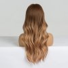 Hnědá vlnitá paruka Kendra s ofinou a blond konečky, LC256-1