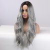 Šedá vlnitá paruka Davina s tmavými kořínky, LC343