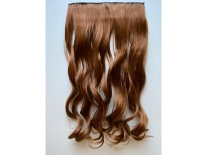 Vlasy clip in 130 g - světle hnědé (kaštanové) vlasové příčesky vlnité 50 cm