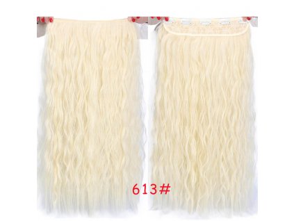 Vlasy clip in 130 g - bílé lesklé vlasové příčesky vlnité 55 cm