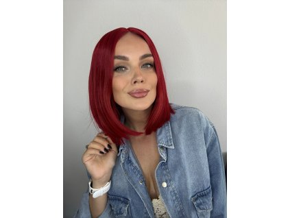 Červená mikádo paruka Laura se síťkou (lace front)