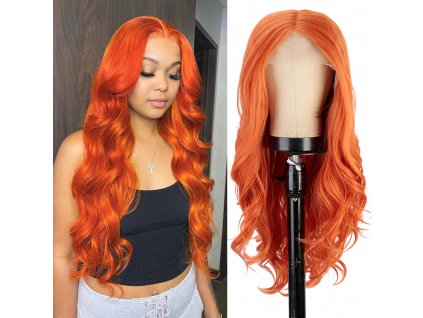 Zrzavá vlnitá paruka Jess se síťkou (lace front)