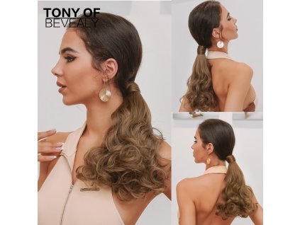 Hedvábný clip in WRAP AROUND PONYTAIL - světle hnědá