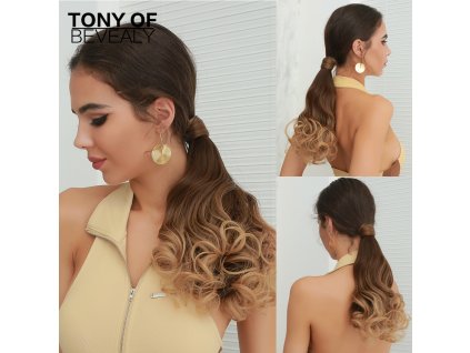 Hedvábný clip in WRAP AROUND PONYTAIL - karamelová