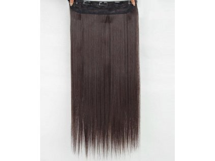 Vlasy clip in 250 g - tmavě hnědé vlasové příčesky rovné 55 cm