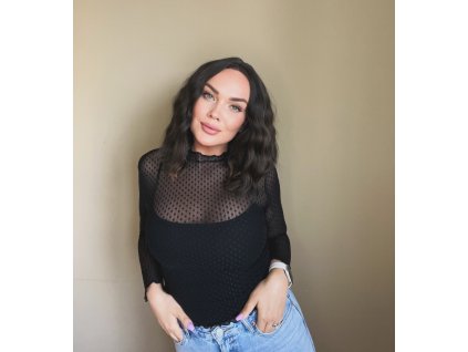 Hnědě melírovaná paruka Stacy se síťkou (lace front)