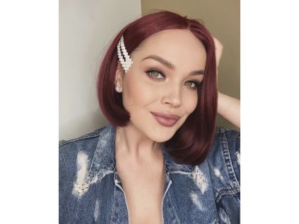Bordo mikádo paruka Luna se síťkou (lace front)