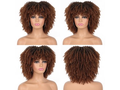 Hnědá afro paruka Beth s ofinou
