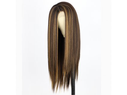 Hnědá paruka Jess s melíry a se síťkou (lace front)