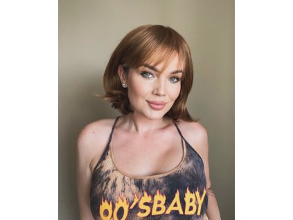 Zrzavá mikádo paruka z pravých a umělých vlasů Fleur