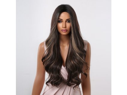 Dlouhá hnědá paruka Arisha s jemnými melíry