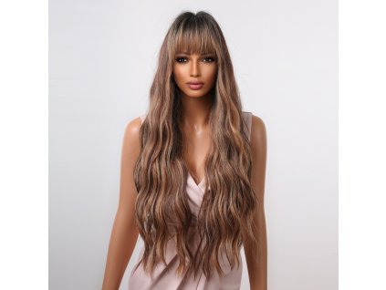 Extra dlouhá hnědá paruka Helda s melíry