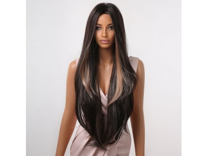 Extra dlouhá čokoládově hnědá paruka Augustina