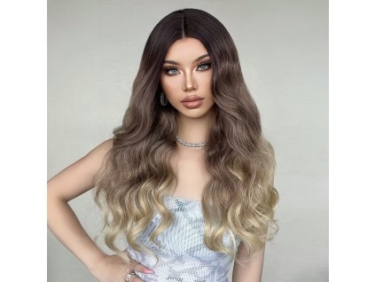 Zářivá ombré hnědá paruka Sarah se síťkou (lace front)