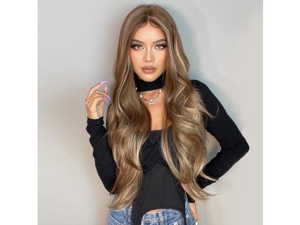 Dlouhá přírodní blond paruka Amazin se síťkou (lace front)