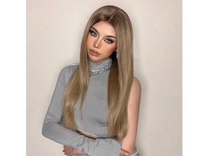 Zářivá přírodní paruka Thea se síťkou (lace front)