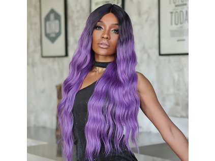 Modrofialová paruka Janina se síťkou (lace front)