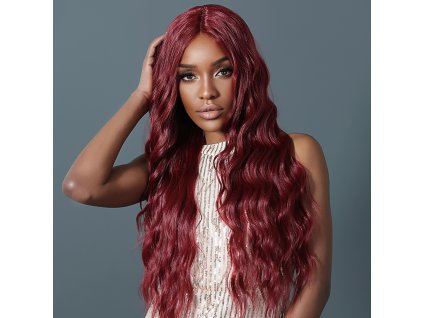 Vínově červená paruka Esmeralda se síťkou (lace front)