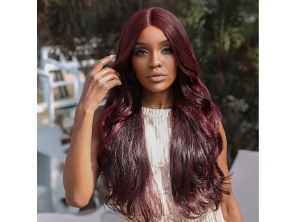 Purpurově červená paruka Andrea se síťkou (lace front)