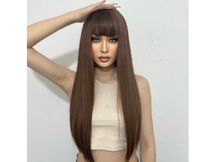 Hnědá rovná paruka Isla s ofinou