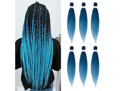 Vlasové příčesky KANEKALON 6 ks -  modrá