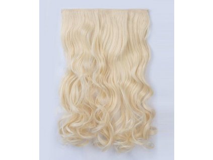 Vlasy clip in 130 g - světlé blond vlasové příčesky vlnité 50 cm
