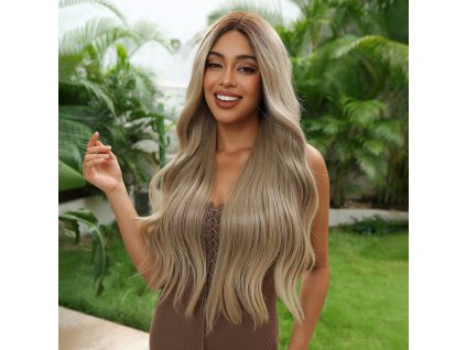Dlouhá přírodní blond paruka Medison se síťkou (lace front)
