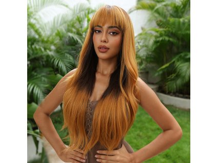 Dlouhá medová paruka Sandra s podbarvením