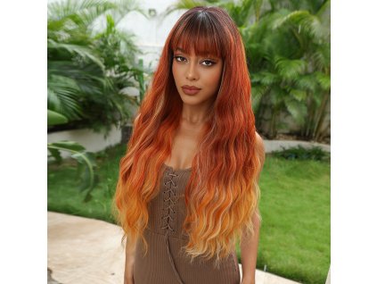 Dlouhá zrzavá paruka Meggs s ofinou