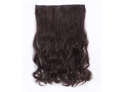 Vlasy clip in 130 g - tmavě hnědé vlasové příčesky vlnité 50 cm